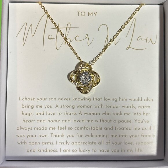 BAE & FRIENDS - Mother-in-law Love Knot 18K plated Necklace with gift box NEW - Picture 1 of 2